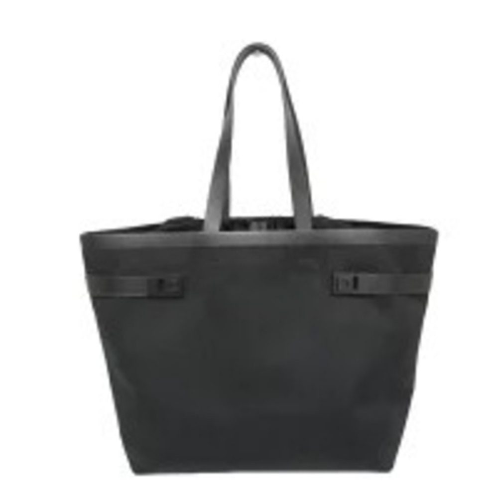 Salvatore Ferragamo Gancini Big Canvas Leather Tote Bag Black